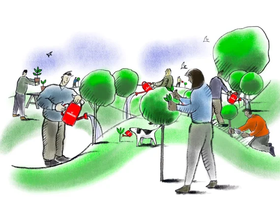 cartoon people gardening image