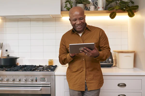Man looking at mobile device